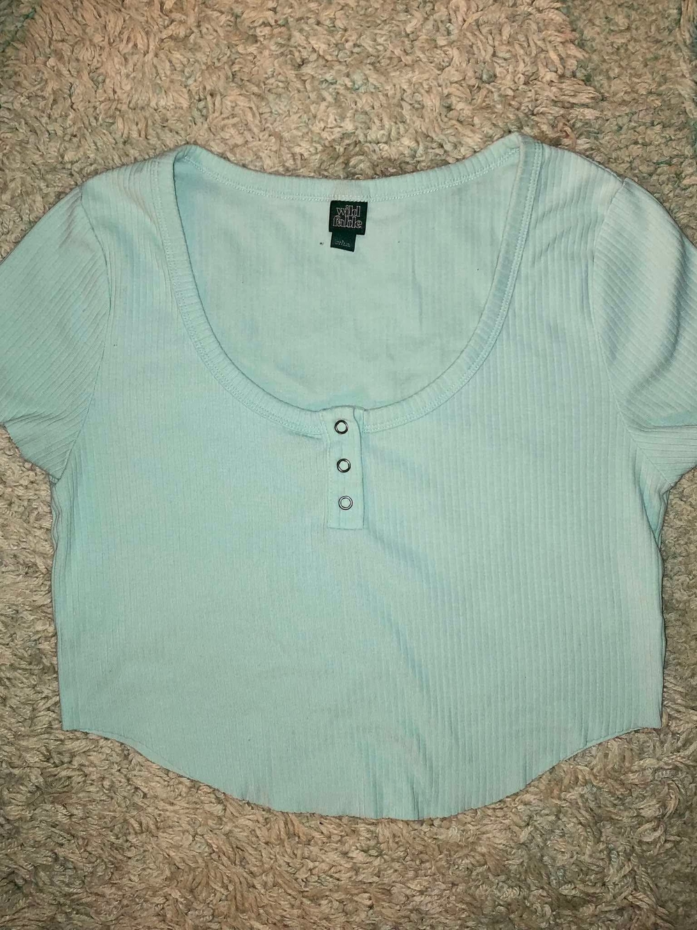 wild fable light blue ribbed henley crop top